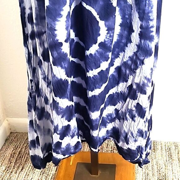 Raviya Blue Tie-dye Midi-Dress w/Low Back & Two Colorful Straps, Size Medium - Picture 5 of 11